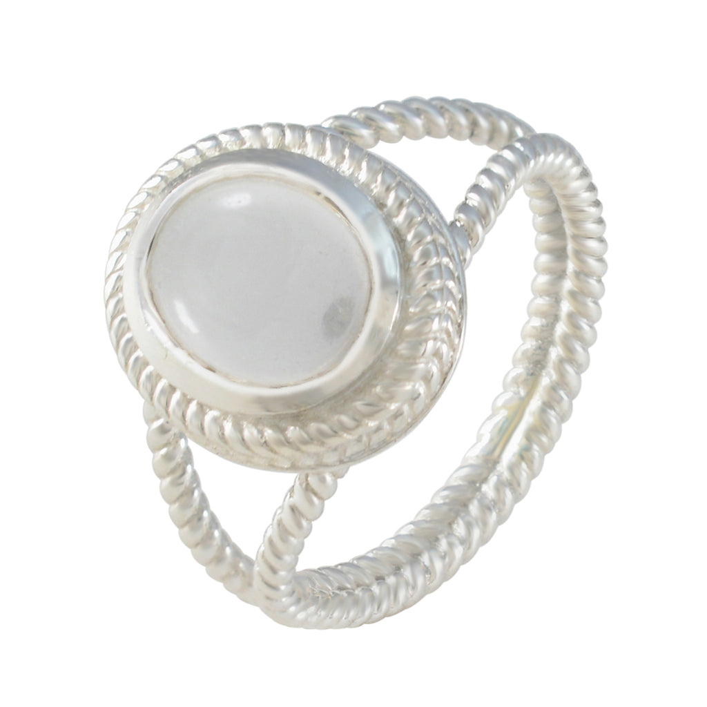 Crystal Quartz Solitaire Middle Eastern Silver White Gems Classic Rope Wire Ring Jewelry