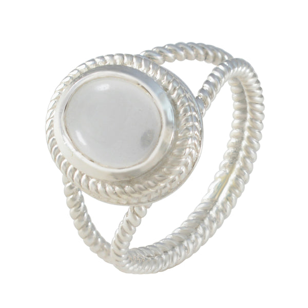 Crystal Quartz Solitaire Middle Eastern Silver White Gems Classic Rope Wire Ring Jewelry