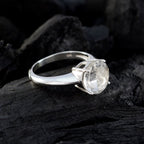 Crystal Quartz Solitaire African 925 Silver White Gemstone Tiny Sophisticated Ring Jewellery