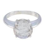 Crystal Quartz Solitaire African 925 Silver White Gemstone Tiny Sophisticated Ring Jewellery