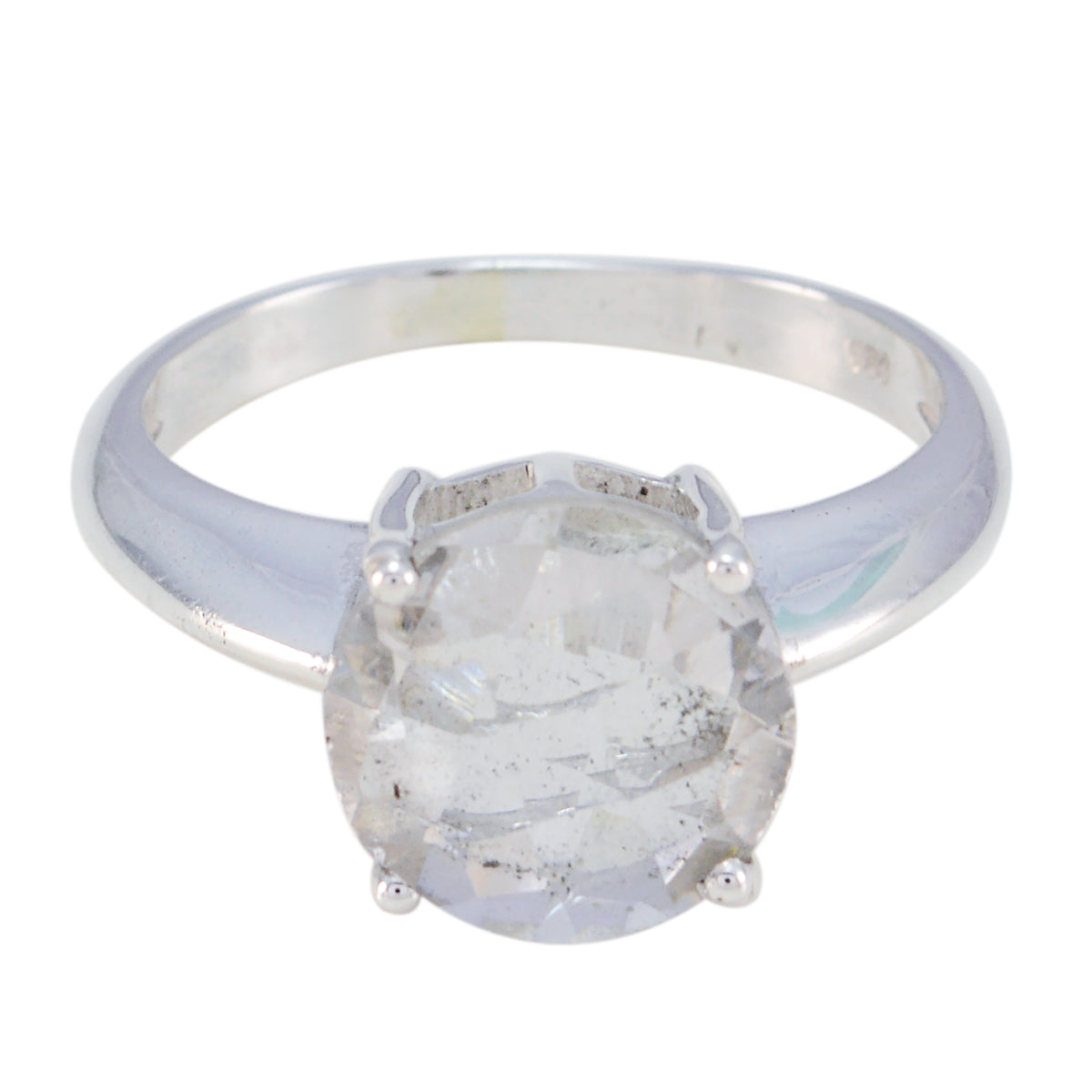 Crystal Quartz Solitaire African 925 Silver White Gemstone Tiny Sophisticated Ring Jewellery
