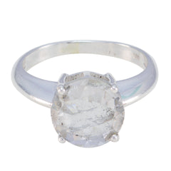 Crystal Quartz Solitaire African 925 Silver White Gemstone Tiny Sophisticated Ring Jewellery