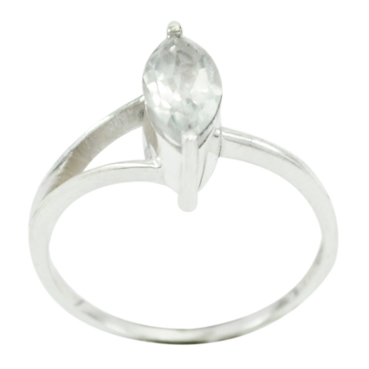 Crystal Quartz Solitaire Korean 925 Silver White Gemstones Elegant  Contemporary Ring Jewelry