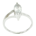 Crystal Quartz Solitaire Korean 925 Silver White Gemstones Elegant  Contemporary Ring Jewelry