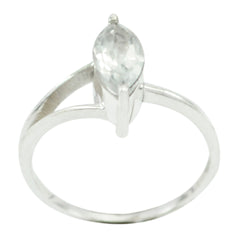 Crystal Quartz Solitaire Korean 925 Silver White Gemstones Elegant  Contemporary Ring Jewelry