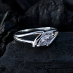 Crystal Quartz Solitaire Turkish 925 Silver White Gemstone Dainty Modern Ring Jewellery