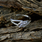 Crystal Quartz Solitaire Turkish 925 Silver White Gemstone Dainty Modern Ring Jewellery