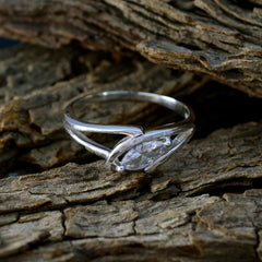 Crystal Quartz Solitaire Turkish 925 Silver White Gemstone Dainty Modern Ring Jewellery