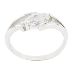 Crystal Quartz Solitaire Turkish 925 Silver White Gemstone Dainty Modern Ring Jewellery