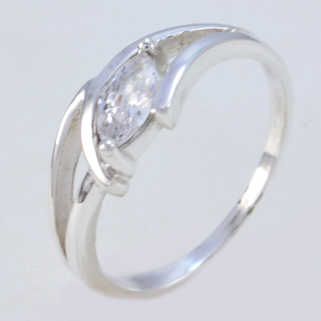 Crystal Quartz Solitaire Turkish 925 Silver White Gemstone Dainty Modern Ring Jewellery