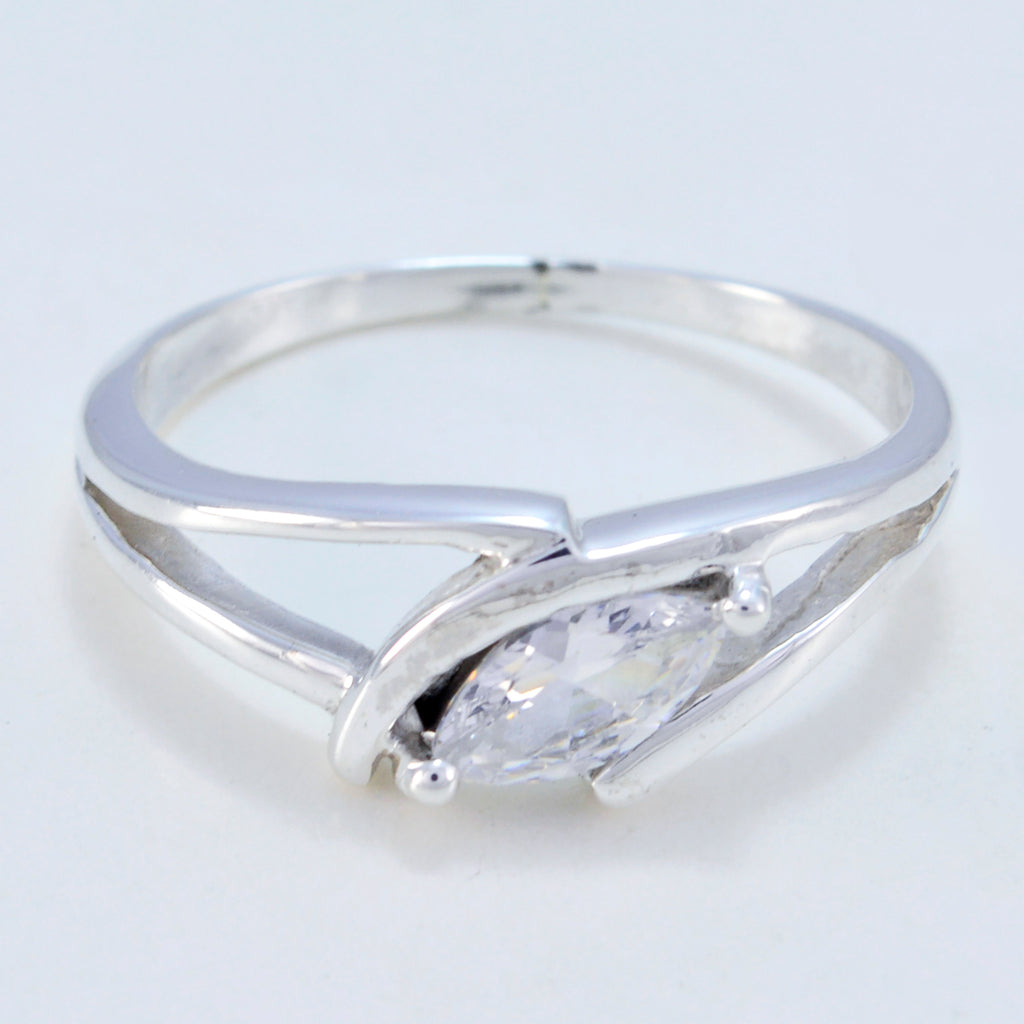 Crystal Quartz Solitaire Turkish 925 Silver White Gemstone Dainty Modern Ring Jewellery