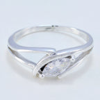 Crystal Quartz Solitaire Turkish 925 Silver White Gemstone Dainty Modern Ring Jewellery