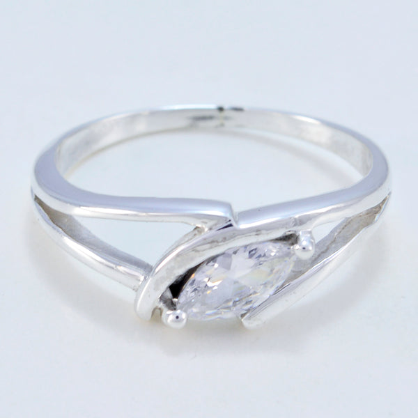 Crystal Quartz Solitaire Turkish 925 Silver White Gemstone Dainty Modern Ring Jewellery