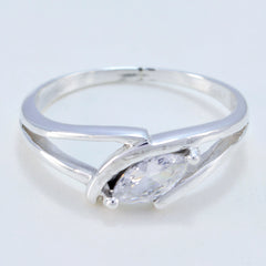 Crystal Quartz Solitaire Turkish 925 Silver White Gemstone Dainty Modern Ring Jewellery