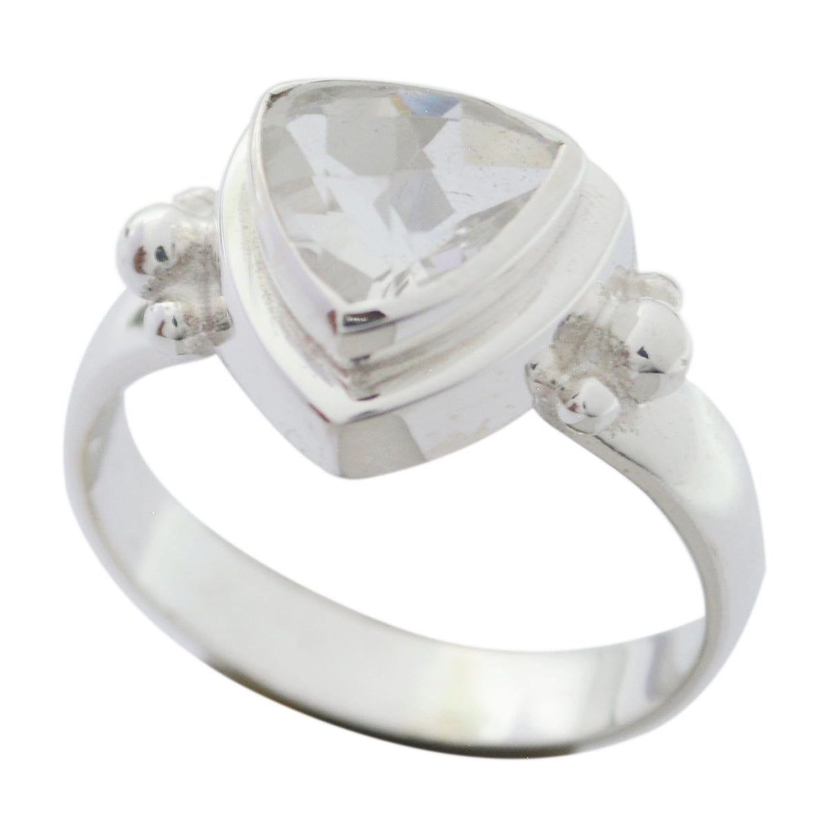 Kristallquarz Solitär Ägyptischer Sterling Silber Weiße Edelsteine Schmaler Heritage Ring Schmuck Hauptbild