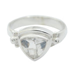 Crystal Quartz Solitaire Egyptian Sterling Silver White Gemstones Slim Heritage Ring Jewellery