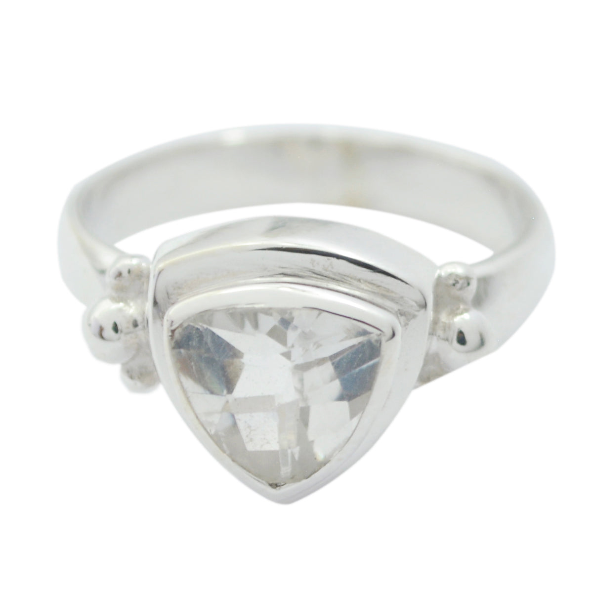 Crystal Quartz Solitaire Egyptian Sterling Silver White Gemstones Slim Heritage Ring Jewellery
