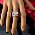 Crystal Quartz Solitaire German 925 Sterling Silver White Gems Edgy Oversized Band Jewelry