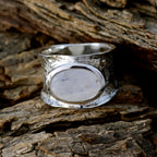 Crystal Quartz Solitaire German 925 Sterling Silver White Gems Edgy Oversized Band Jewelry