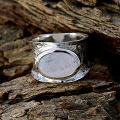 Crystal Quartz Solitaire German 925 Sterling Silver White Gems Edgy Oversized Band Jewelry