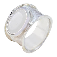 Crystal Quartz Solitaire German 925 Sterling Silver White Gems Edgy Oversized Band Jewelry