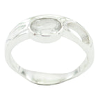 Crystal Quartz Solitaire French 92.5 Silver White Gemstones Featherlight Heritage Ring Jewellery