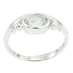 Crystal Quartz Solitaire Japanese Silver White Gems Delicate Sophisticated Ring Jewellery