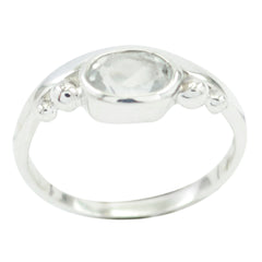 Crystal Quartz Solitaire Japanese Silver White Gems Delicate Sophisticated Ring Jewellery