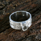 Crystal Quartz Solitaire Indian 925 Sterling Silver White Gemstones Eye catching Twist Band Jewellery