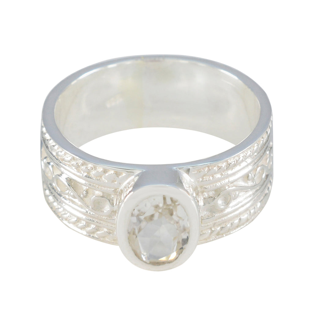 Crystal Quartz Solitaire Indian 925 Sterling Silver White Gemstones Eye catching Twist Band Jewellery