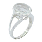 Crystal Quartz Solitaire African 925 Silver White Gemstones Mid weight Glamorous Ring Jewellery
