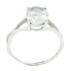 Crystal Quartz Solitaire Turkish 92.5 Silver White Gemstones Delicate Romantic Ring Jewelry