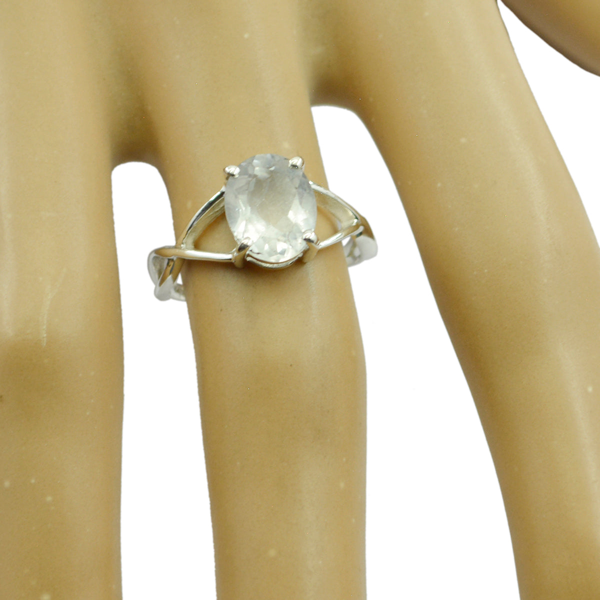 Crystal Quartz Solitaire Turkish 92.5 Silver White Gemstones Delicate Romantic Ring Jewelry