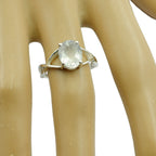 Crystal Quartz Solitaire Turkish 92.5 Silver White Gemstones Delicate Romantic Ring Jewelry
