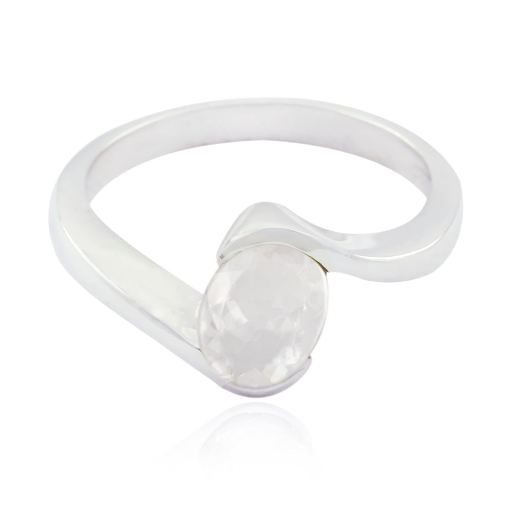 Crystal Quartz Solitaire Turkish 925 Sterling Silver White Gems Whisper thin Contemporary Ring Jewellery