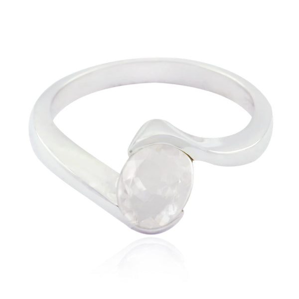 Crystal Quartz Solitaire Turkish 925 Sterling Silver White Gems Whisper thin Contemporary Ring Jewellery