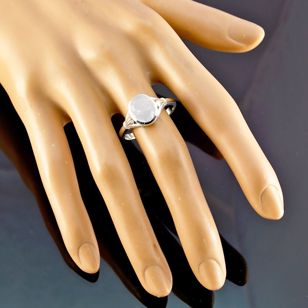 Crystal Quartz Solitaire French Sterling Silver White Gems Tiny Contemporary Ring Jewellery