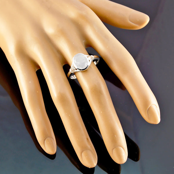 Crystal Quartz Solitaire French Sterling Silver White Gems Tiny Contemporary Ring Jewellery