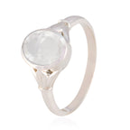 Crystal Quartz Solitaire French Sterling Silver White Gems Tiny Contemporary Ring Jewellery