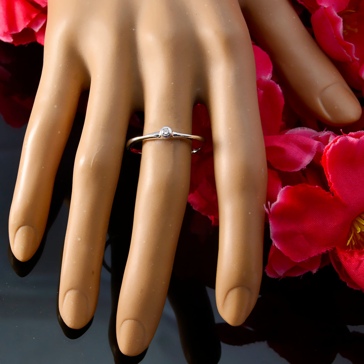 Crystal Quartz Solitaire Turkish Silver White Gemstones Delicate Contemporary Ring Jewellery