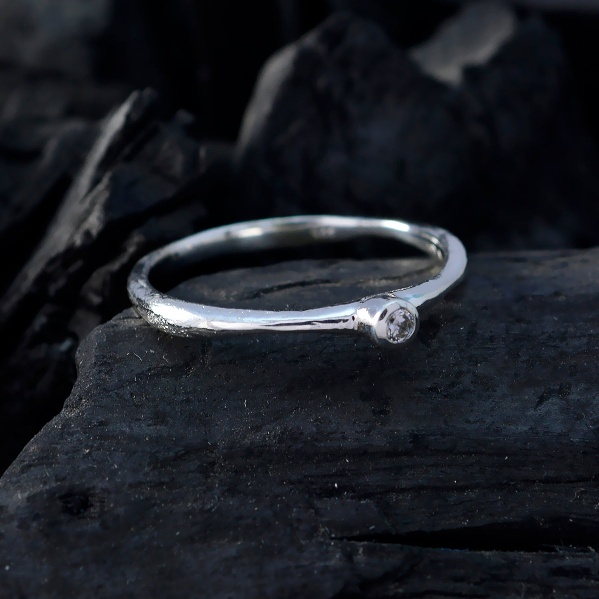 Crystal Quartz Solitaire Turkish Silver White Gemstones Delicate Contemporary Ring Jewellery
