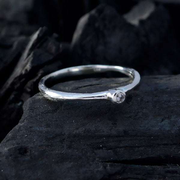Crystal Quartz Solitaire Turkish Silver White Gemstones Delicate Contemporary Ring Jewellery