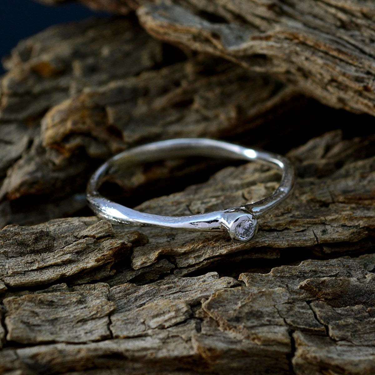 Crystal Quartz Solitaire Turkish Silver White Gemstones Delicate Contemporary Ring Jewellery