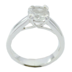 Crystal Quartz Solitaire Russian Sterling Silver White Gemstones Tiny Glamorous Ring Jewelry