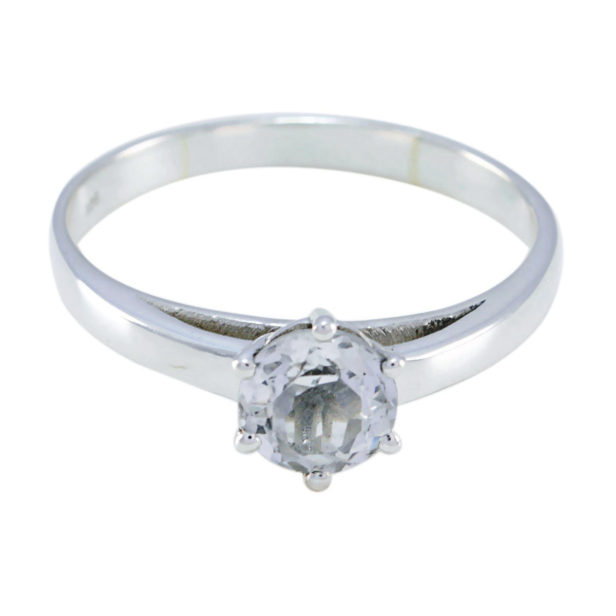 Crystal Quartz Solitaire Turkish 92.5 Silver White Gemstones Whisper thin Graceful Ring Jewellery