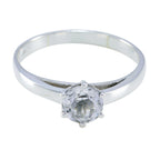 Crystal Quartz Solitaire Turkish 92.5 Silver White Gemstones Whisper thin Graceful Ring Jewellery