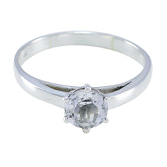 Crystal Quartz Solitaire Turkish 92.5 Silver White Gemstones Whisper thin Graceful Ring Jewellery