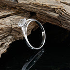 Crystal Quartz Solitaire Turkish 92.5 Silver White Gemstones Whisper thin Graceful Ring Jewellery