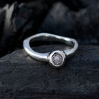 Crystal Quartz Solitaire Turkish 92.5 Silver White Gemstone Whisper thin Feminine Ring Jewellery