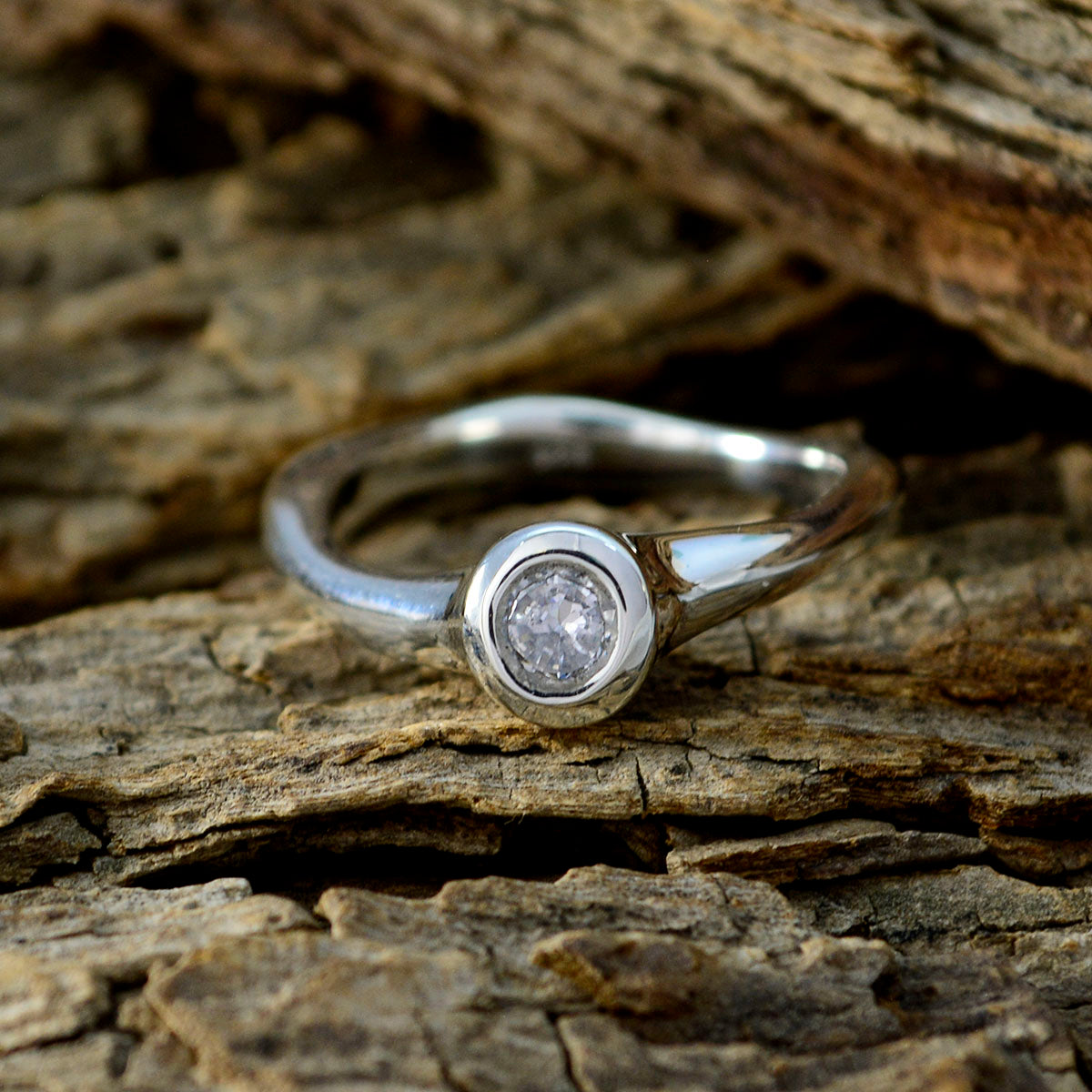 Crystal Quartz Solitaire Turkish 92.5 Silver White Gemstone Whisper thin Feminine Ring Jewellery